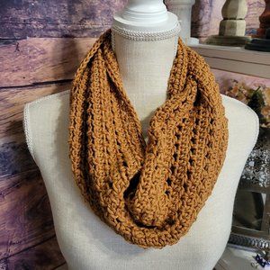 29.5" Stacks & Ladders Crochet Infinity Scarf  (I Love This Cotton Yarn in Gold)